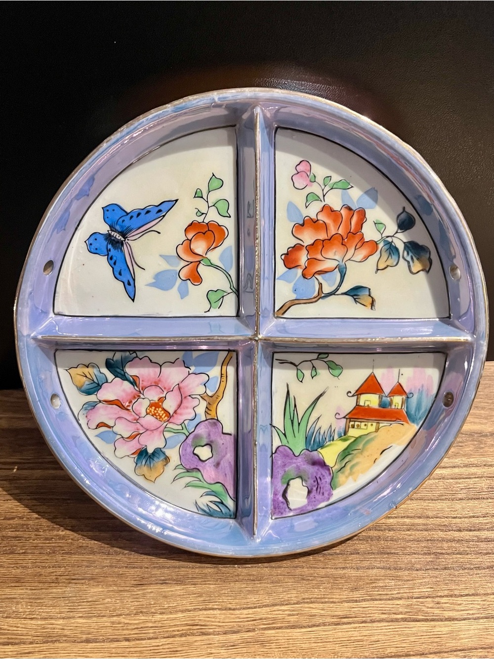 "HAND PAINTED / TRICO / NAGOYA / JAPAN" Lustreware Dish